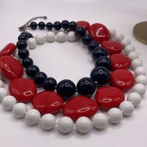 Set of 3 beaded choker necklaces - red white and blue